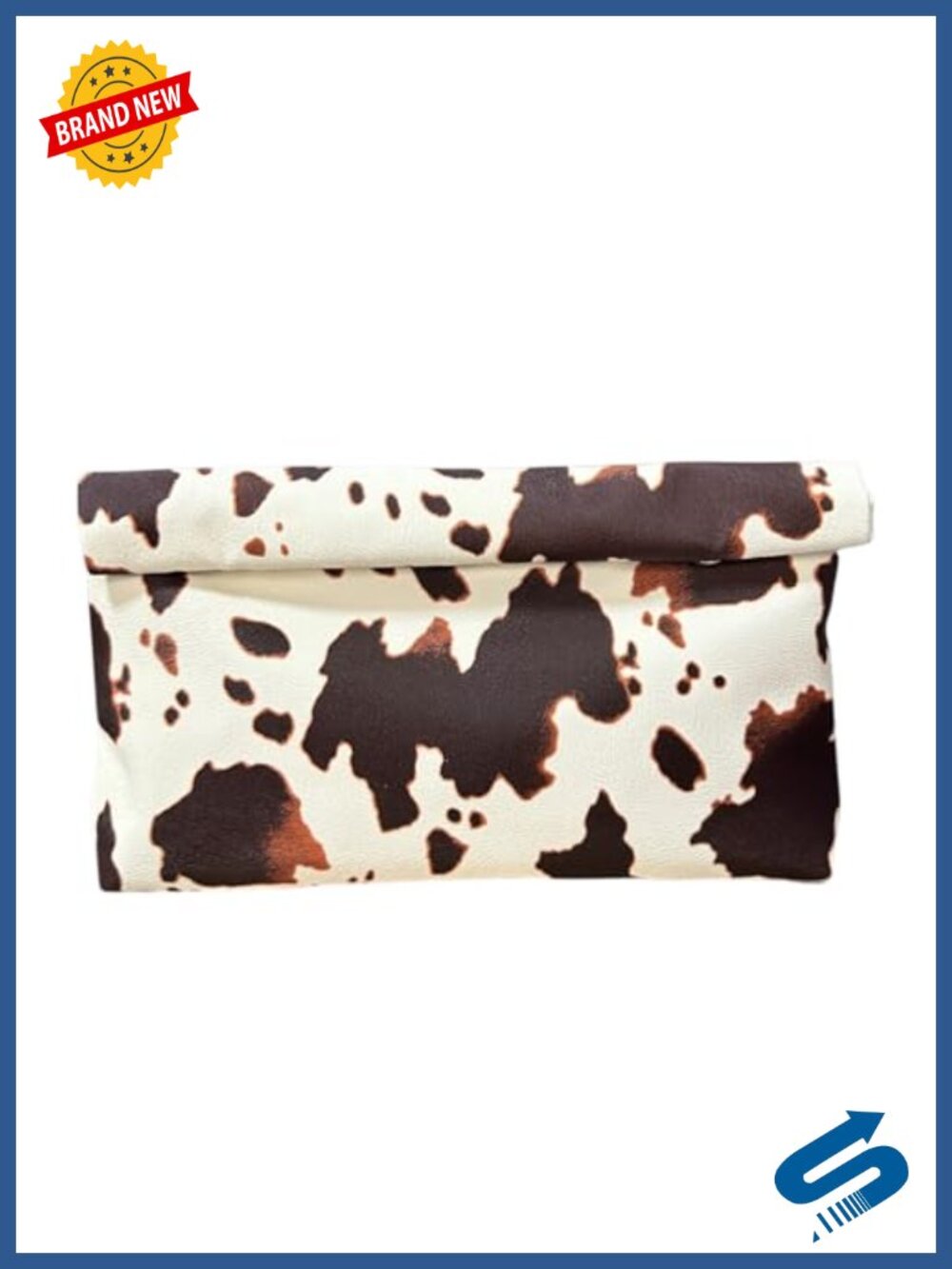 Faux Leather Cow Print Envelope Clutch Evening Bag Party Wedding Prom